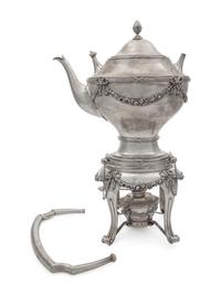 An Austrian Silver Tea Kettle on Lamp Stand