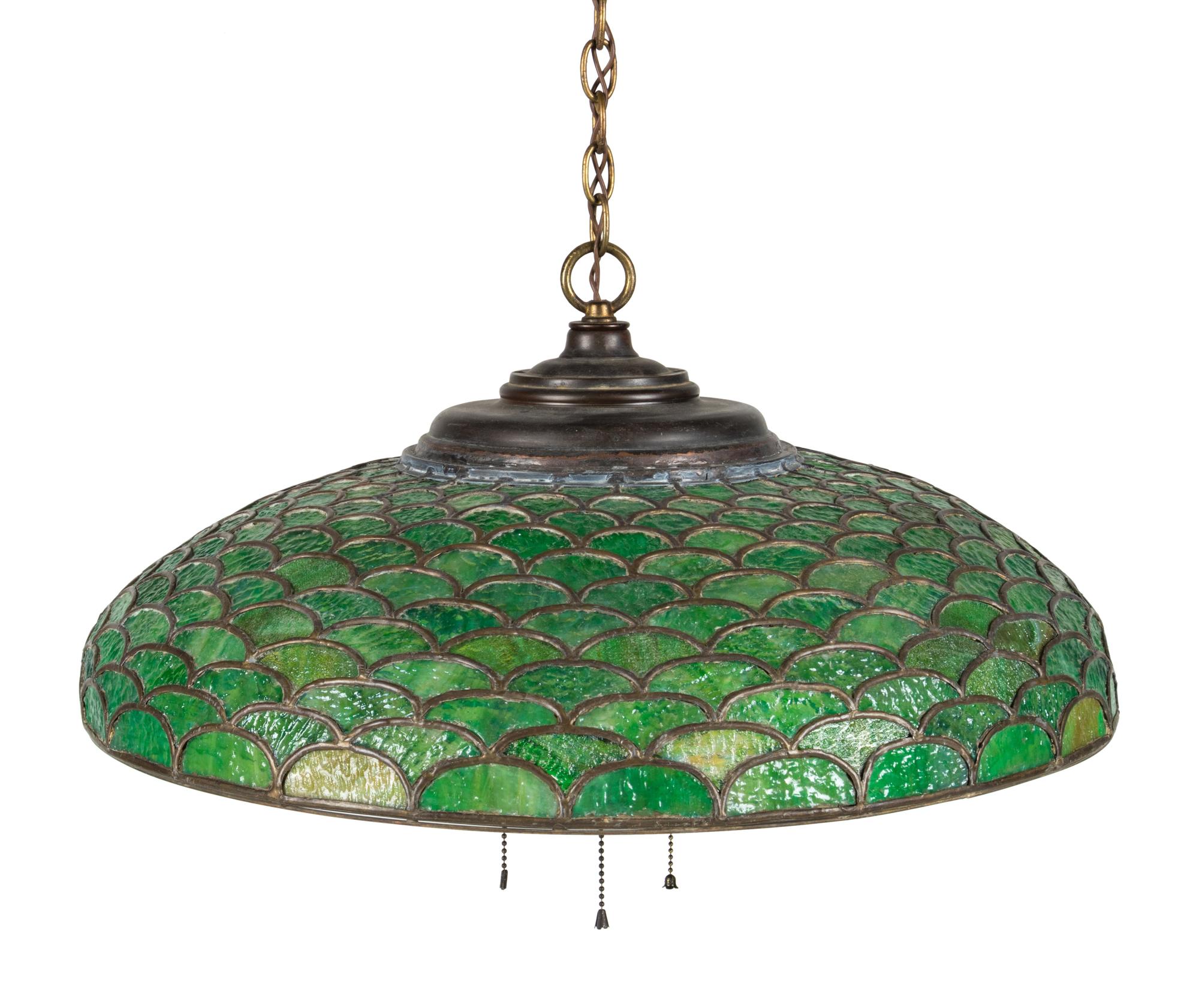 A Slag Glass Hanging Fixture