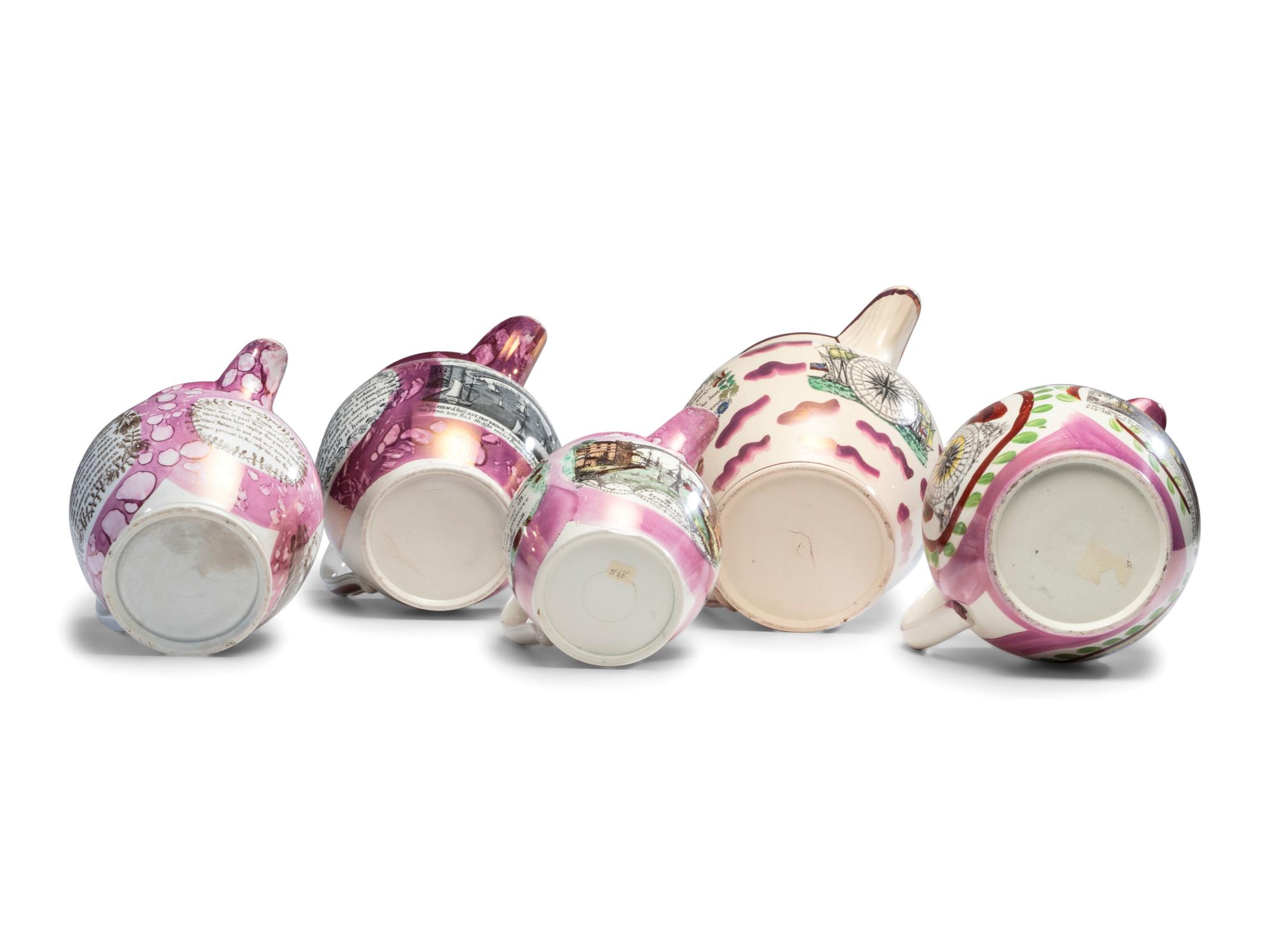 Five Sunderland Luster Jugs