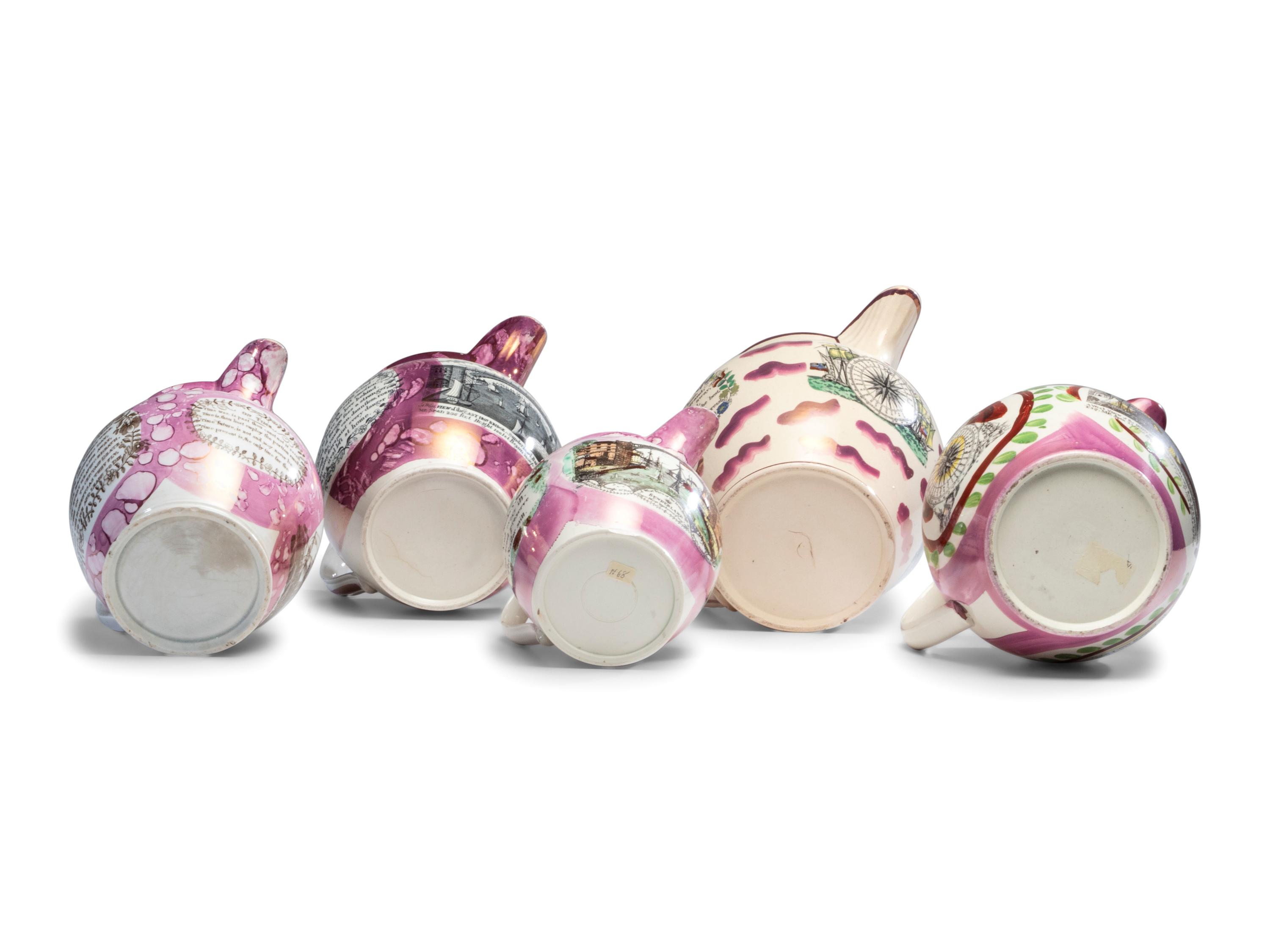 Five Sunderland Luster Jugs