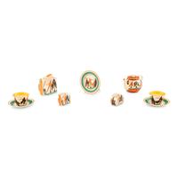 A Group of Seven Clarice Cliff Trees and House (Alpine) Ceramic Table Articles