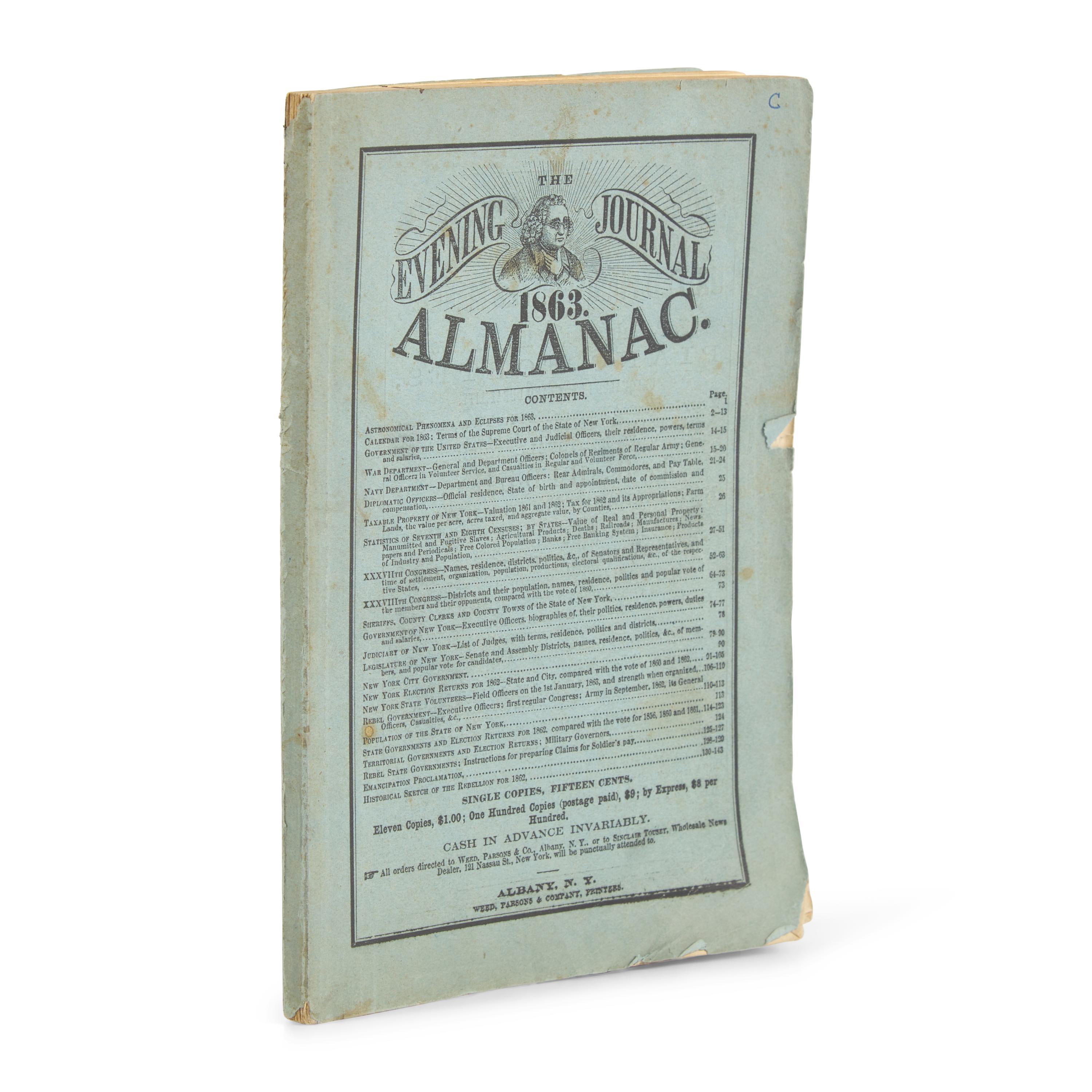 [Emancipation Proclamation] The Preliminary and Final Emancipation Proclamation, in " The Evening Journal Almanac. 1863"