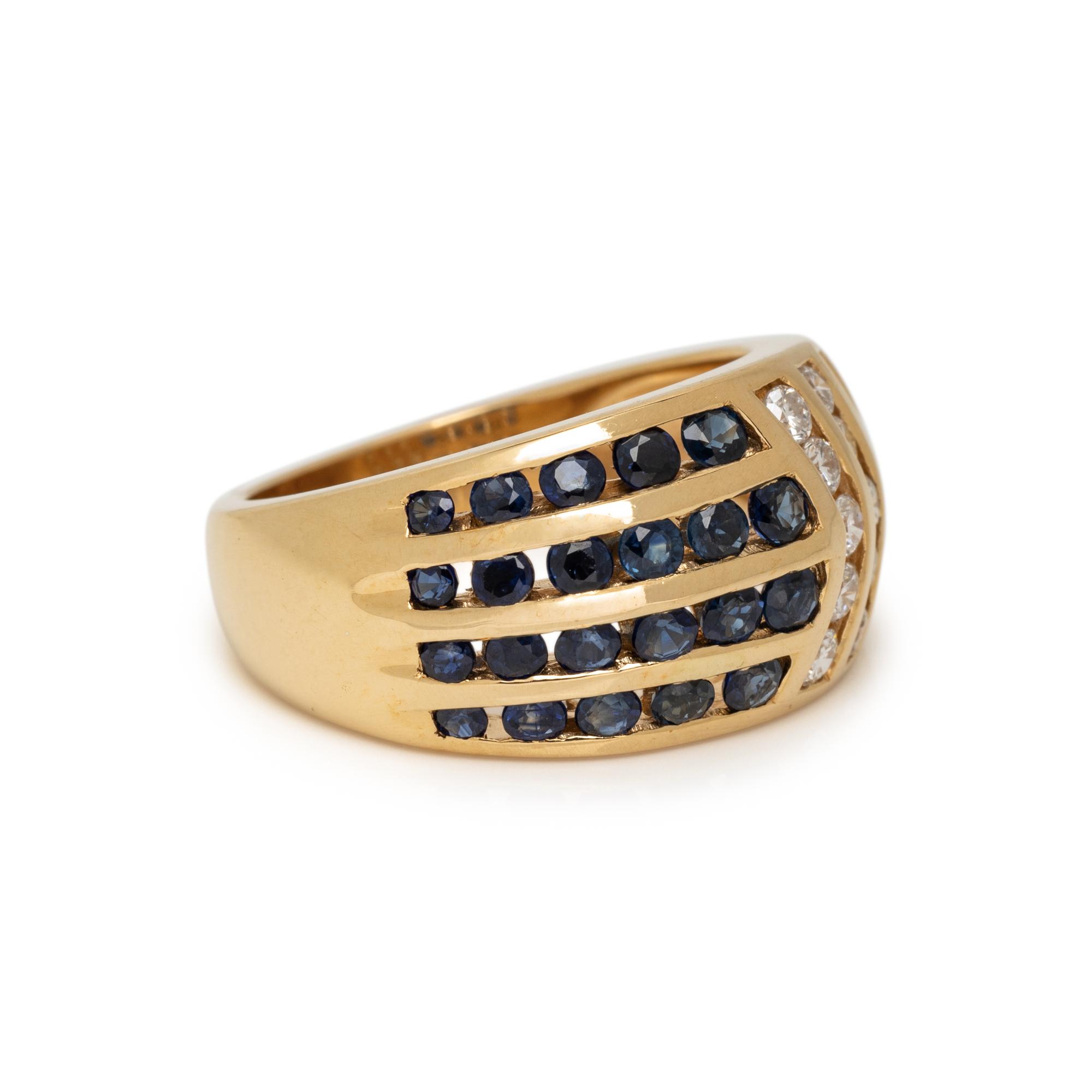 H STERN, DIAMOND AND SAPPHIRE RING