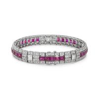 ART DECO, DIAMOND AND RUBY BRACELET
