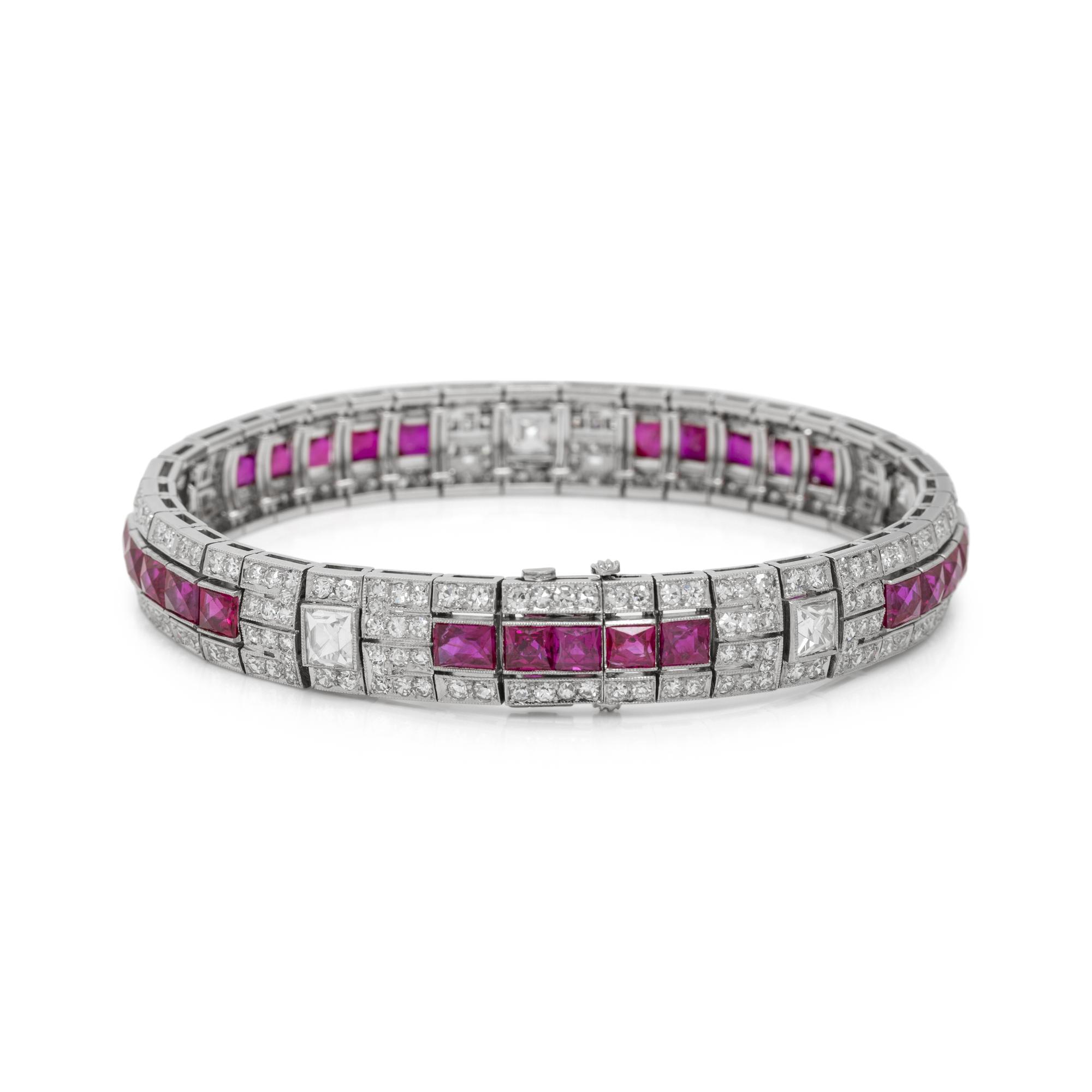 ART DECO, DIAMOND AND RUBY BRACELET