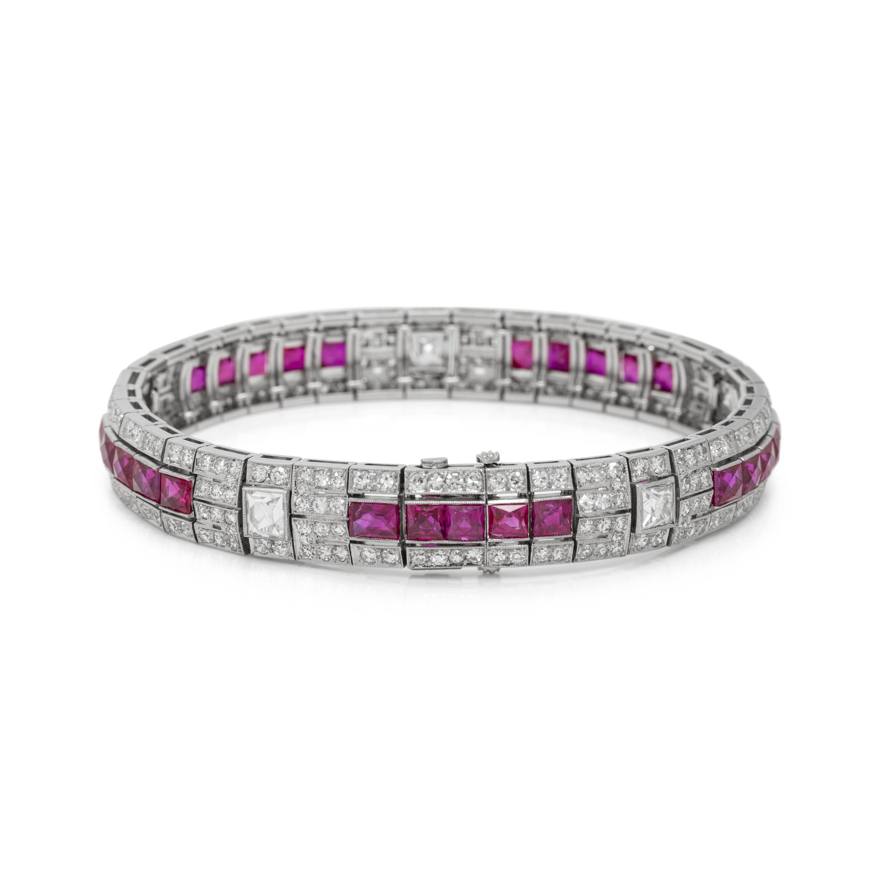 ART DECO, DIAMOND AND RUBY BRACELET