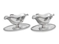 A Pair of French Silver Sauce Boats on Fixed Stands