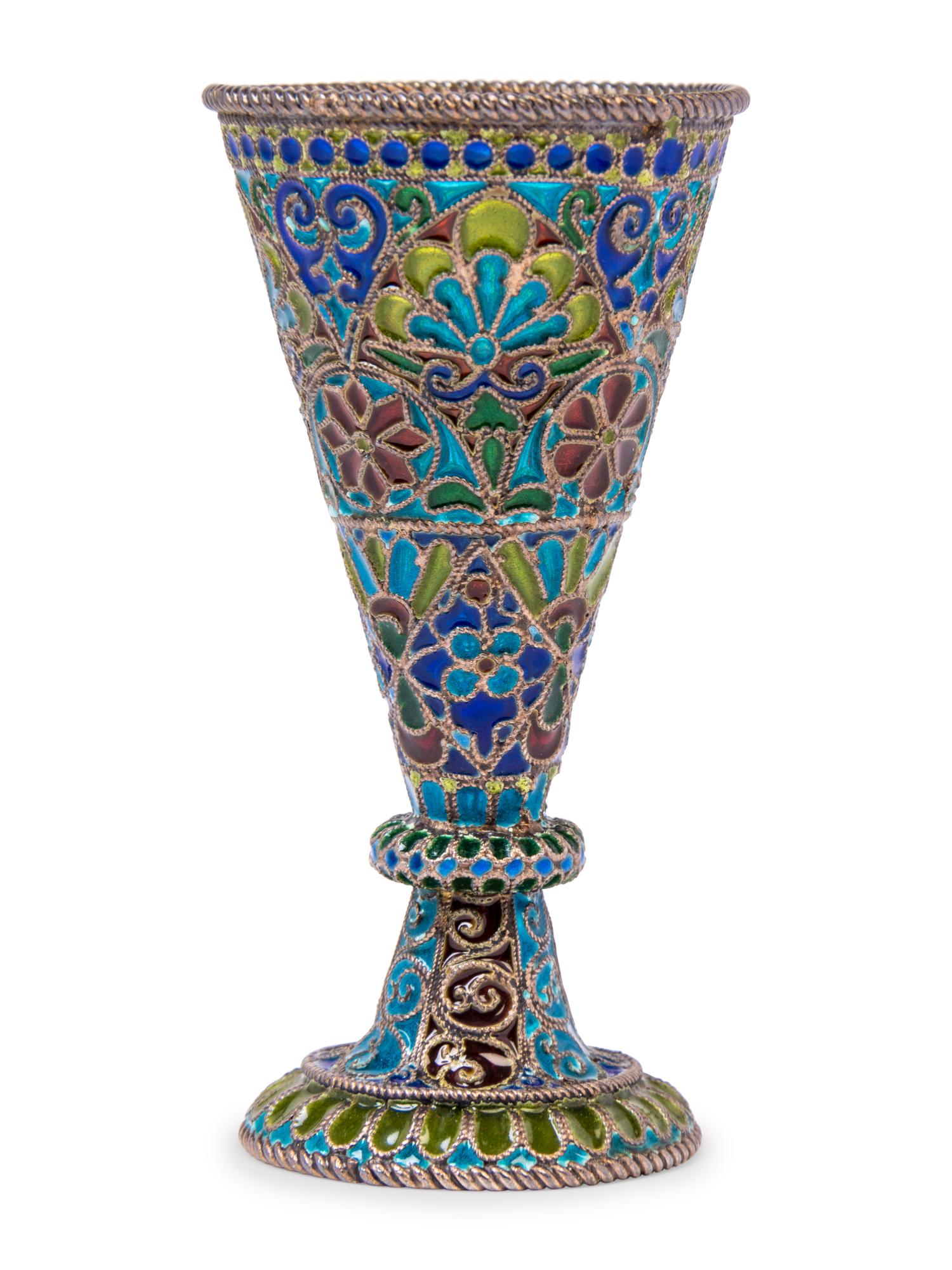 A Russian Plique-à-Jour Enameled Cordial Stem