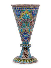 A Russian Plique-à-Jour Enameled Cordial Stem