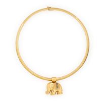 Yellow Gold and Multigem Elephant Pendant with Omega Chain