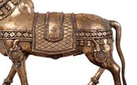 An Indian Brass Model of a Bull in a Walnut and Acrylic Vitrine