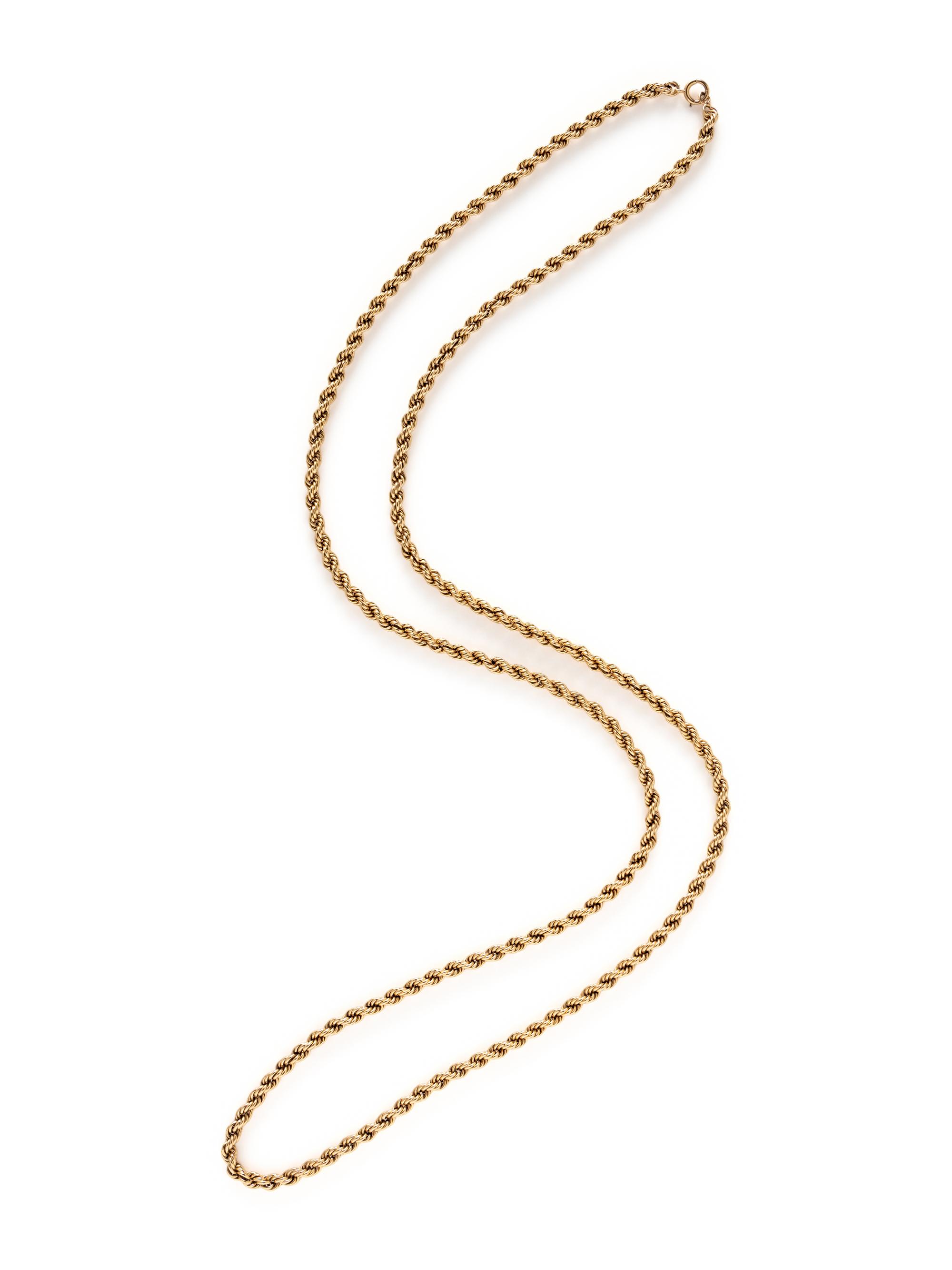 YELLOW GOLD ROPE CHAIN NECKLACE