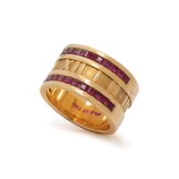 TIFFANY & CO., YELLOW GOLD AND RUBY 'ATLAS' RING