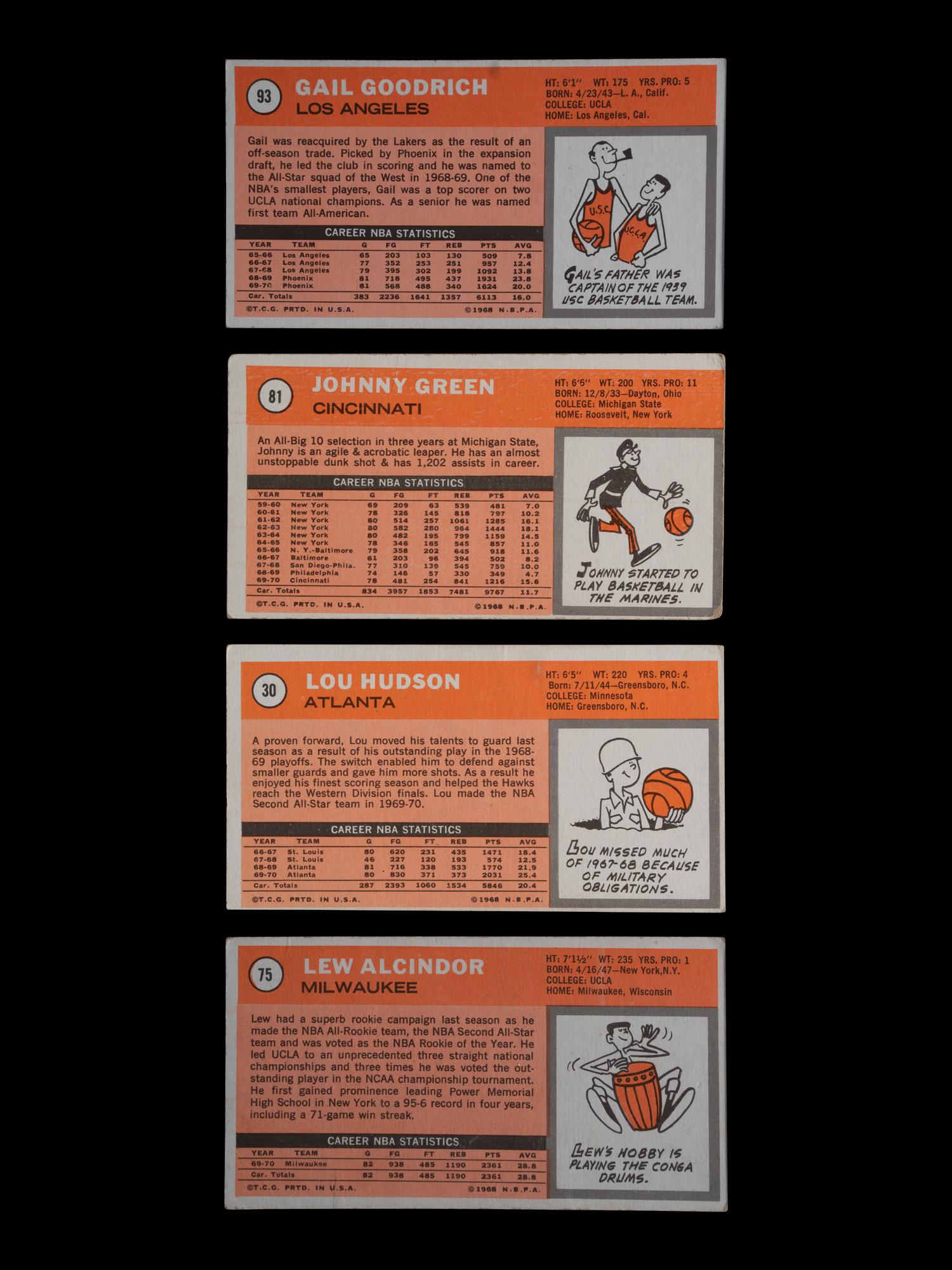 A Group of 110 1970 Topps Basketball Cards (Including Lew Alcindor / Kareem Abdul-Jabbar),