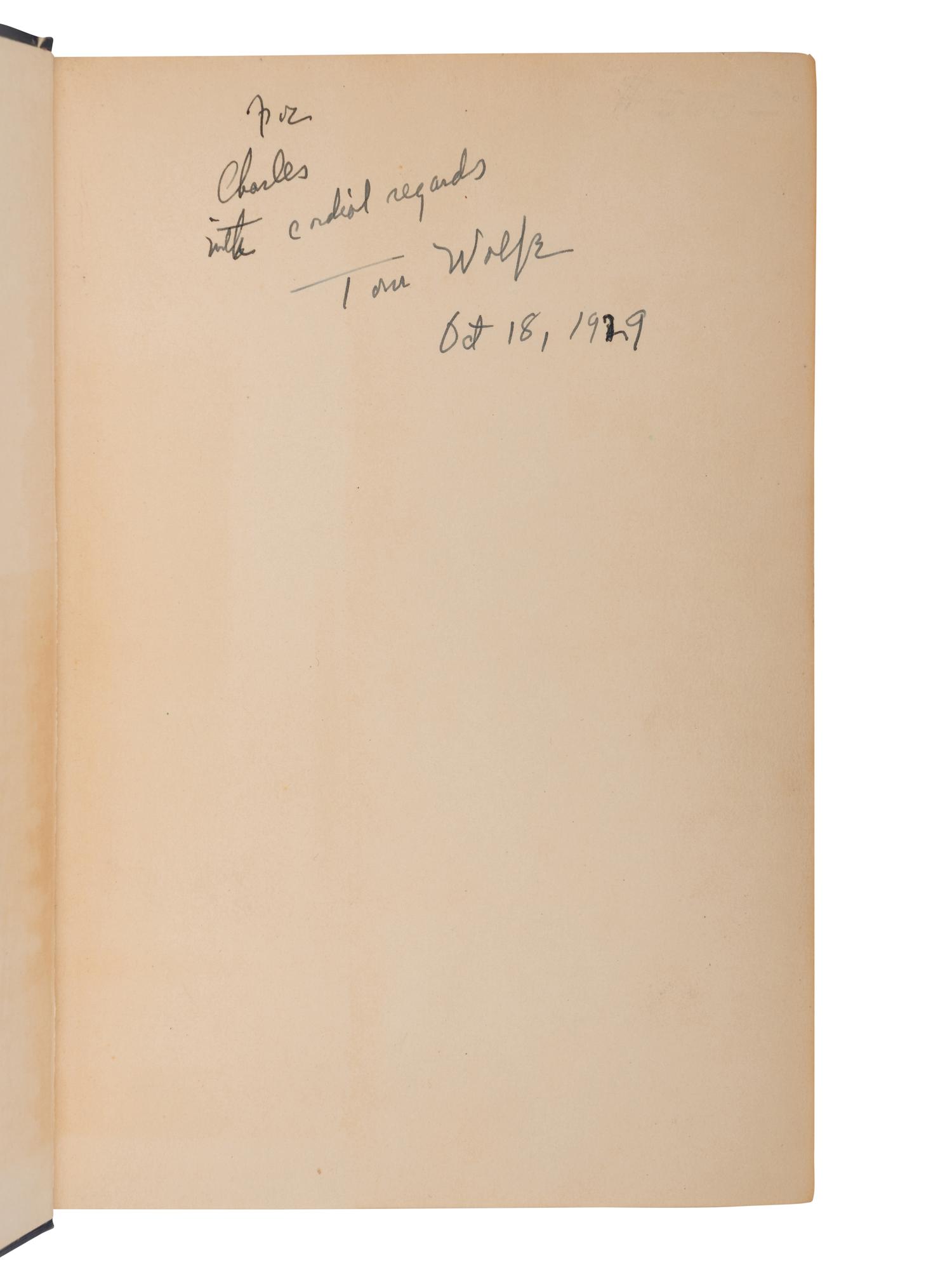 WOLFE, Thomas (1900-1938). Look Homeward, Angel. A Story of the Buried Life . New York: Charles Scribner's Sons, 1929.