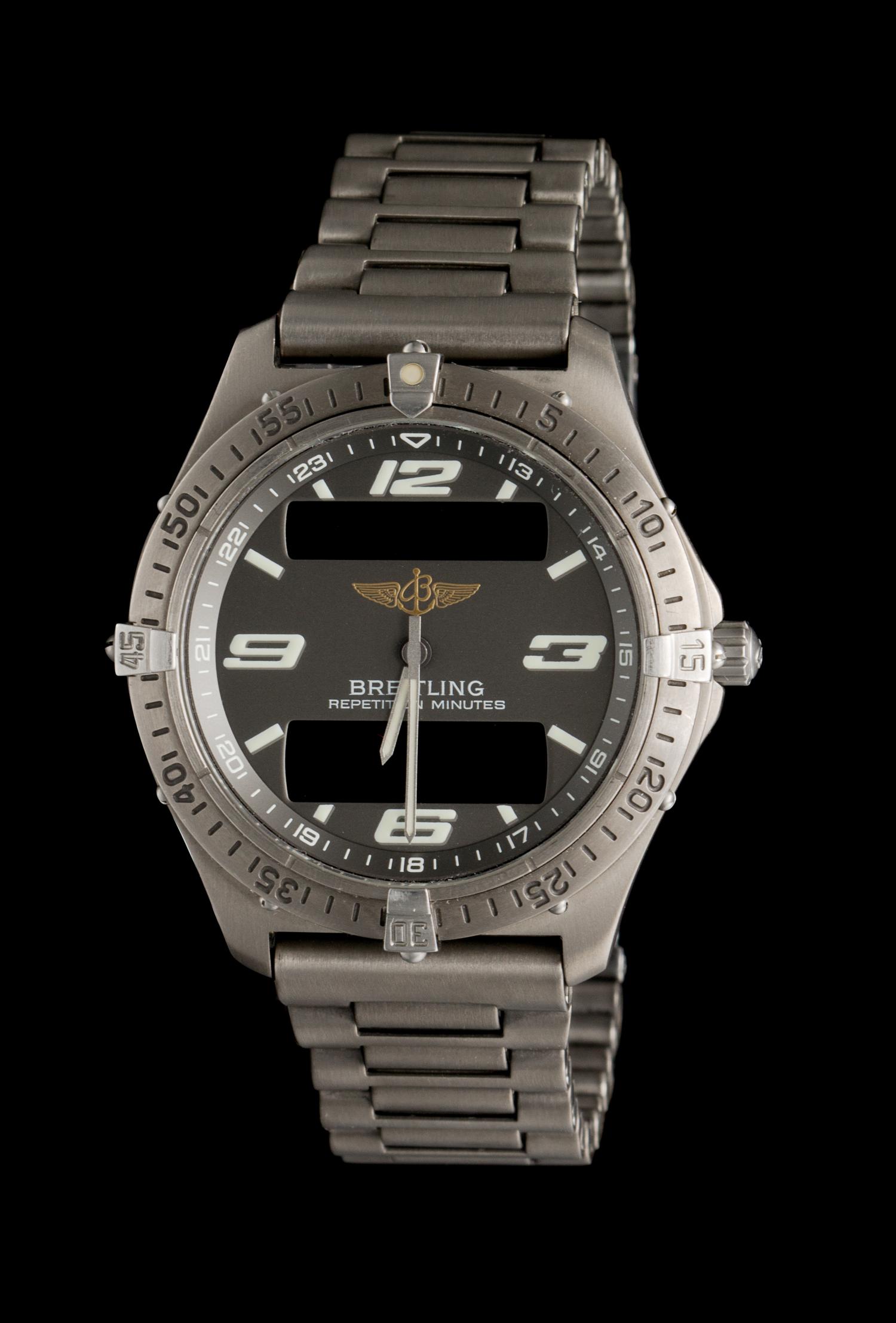 A Titanium Dual Digital-Analog Aerospace Wristwatch, Breitling,