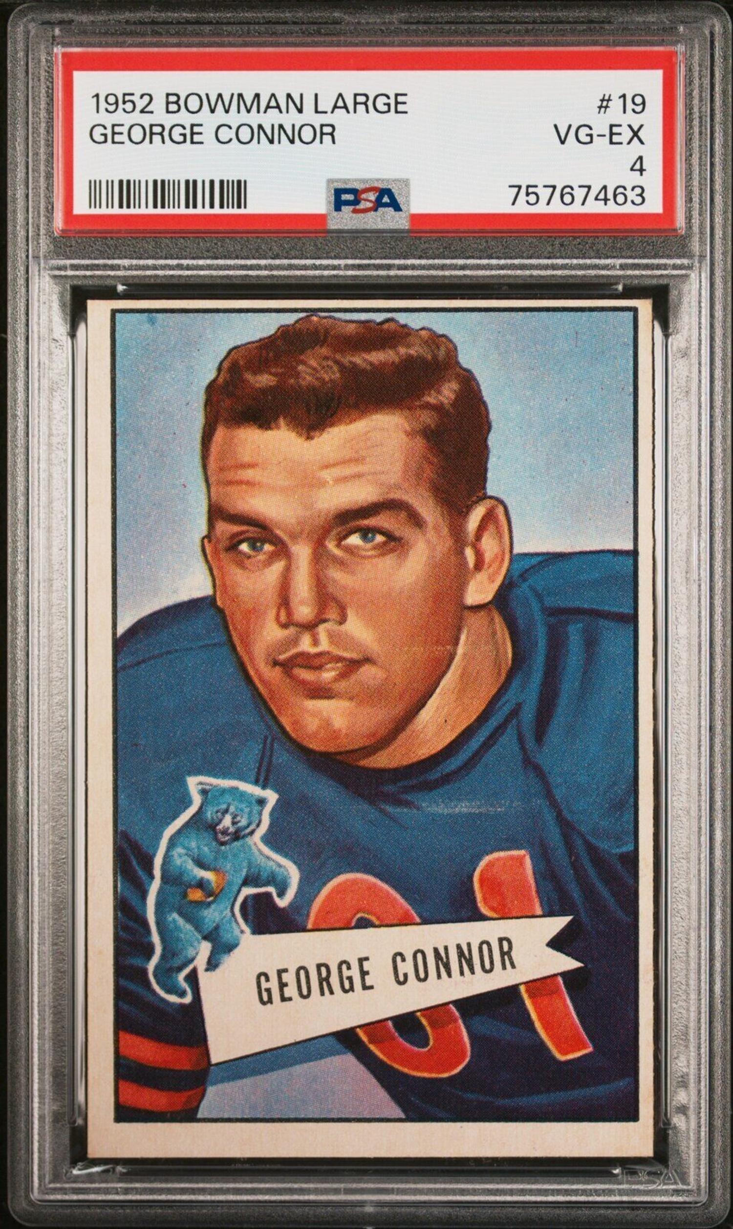 A Group of Nine 1952 Bowman Large Hall of Fame PSA Graded Football Cards,