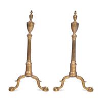 A Pair of Federal Bell Metal Andirons