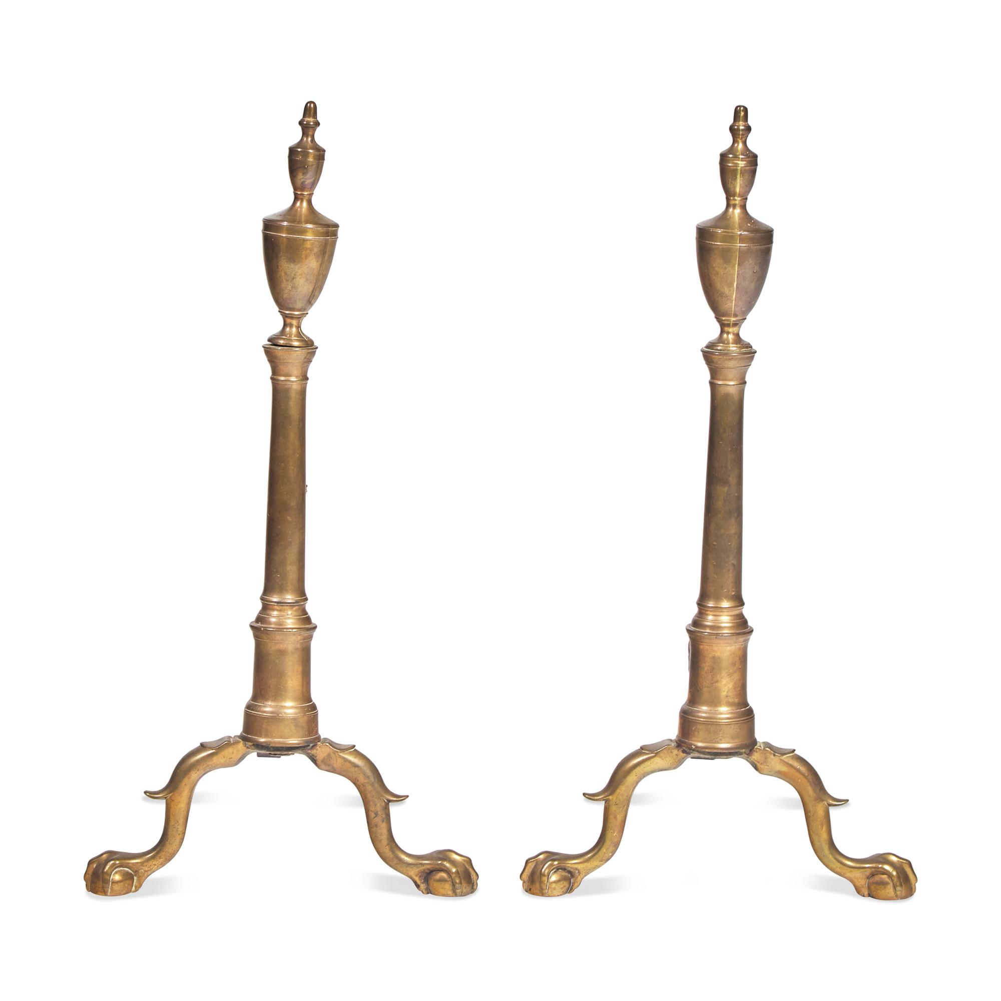 A Pair of Federal Bell Metal Andirons