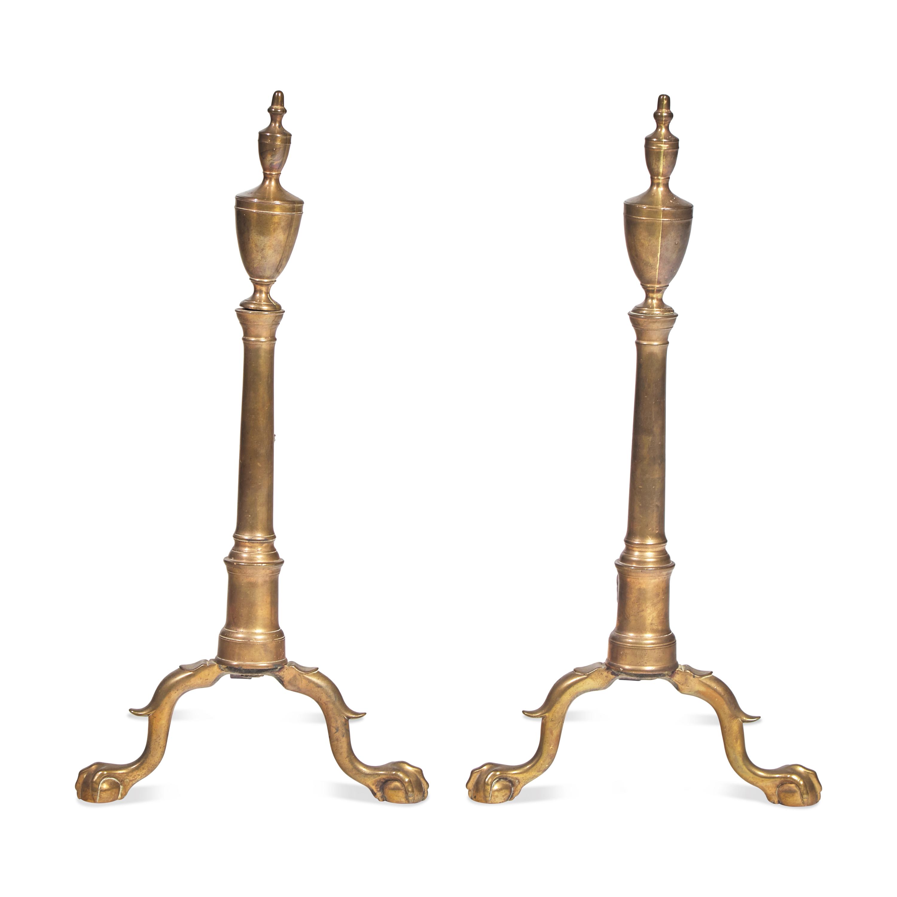 A Pair of Federal Bell Metal Andirons