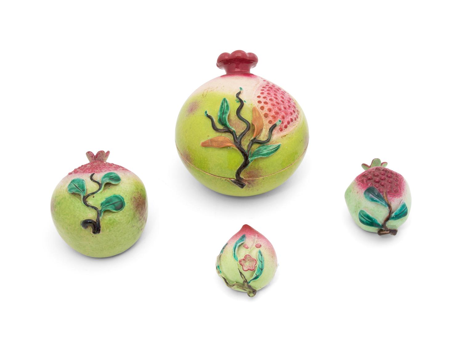 A Group of Four Chinese Glazed Ceramic Plums — 20TH CENTURY