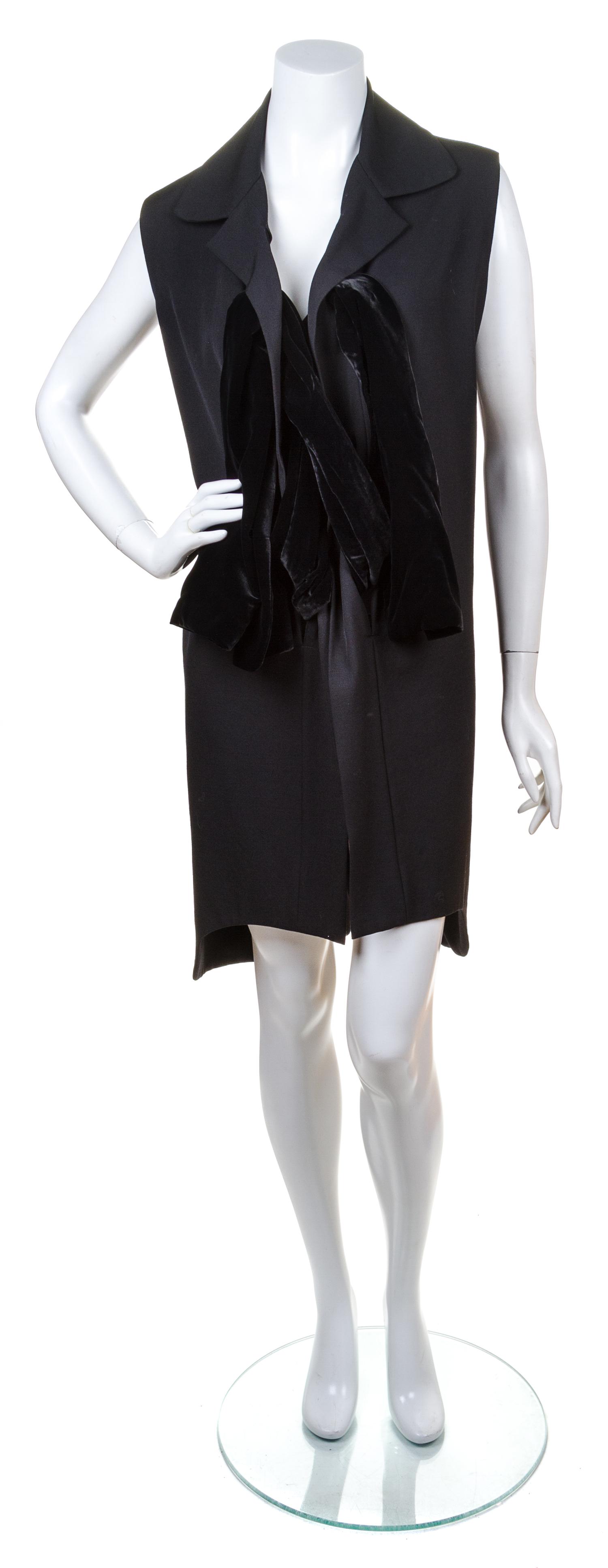 A Yohji Yamamoto Black Wool Runway Dress, Size 2.