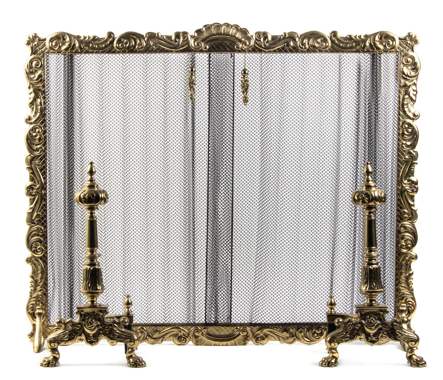 A Louis XV Style Gilt Bronze Firescreen, Height first 31 1/2 inches.