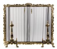 A Louis XV Style Gilt Bronze Firescreen, Height first 31 1/2 inches.