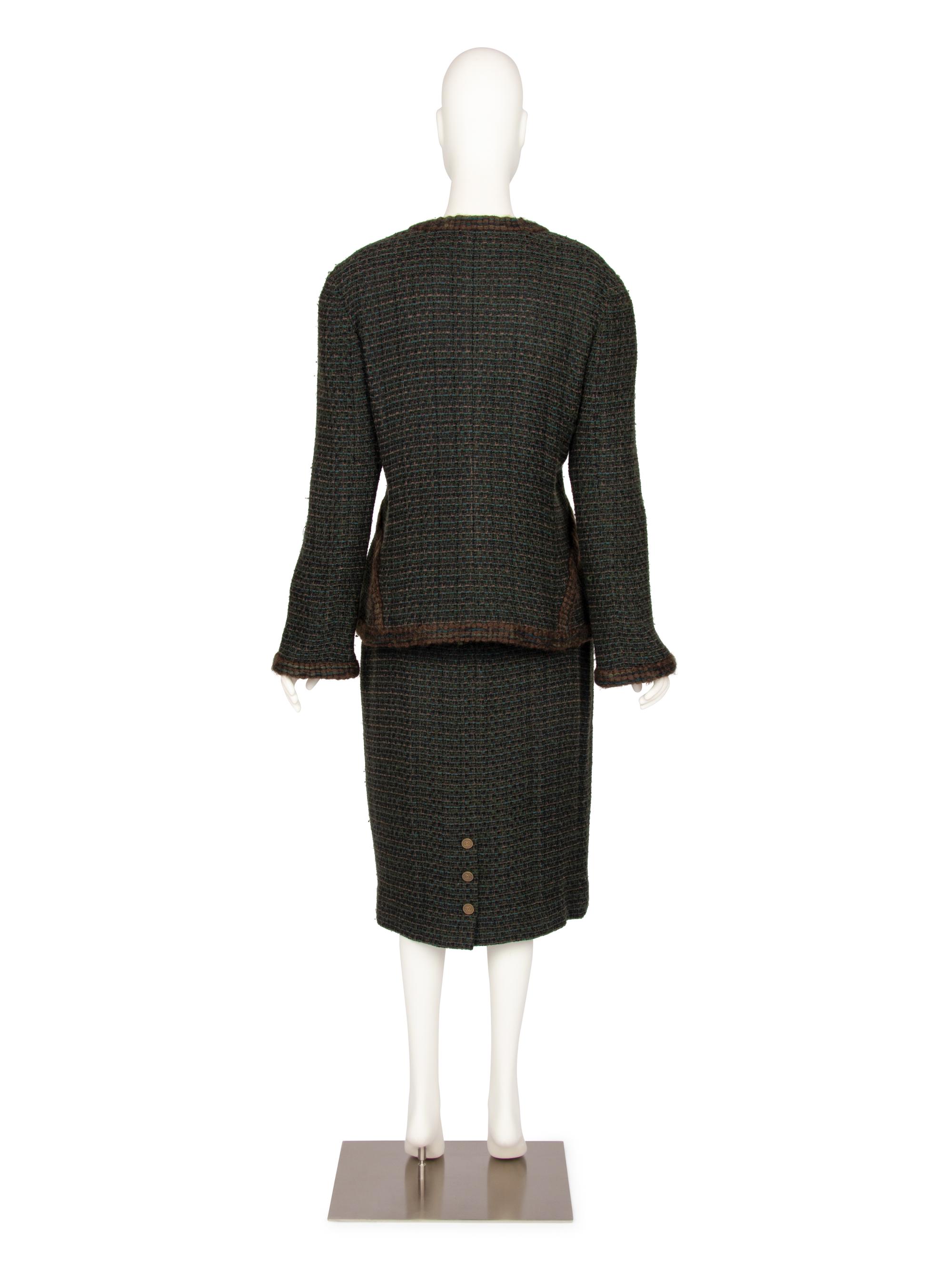 Chanel Green and Brown Fantasy Tweed Skirt Suit, c. 2009