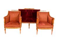 An Edwardian Painted Satinwood Three-Piece Salon Suite — CIRCA 1900