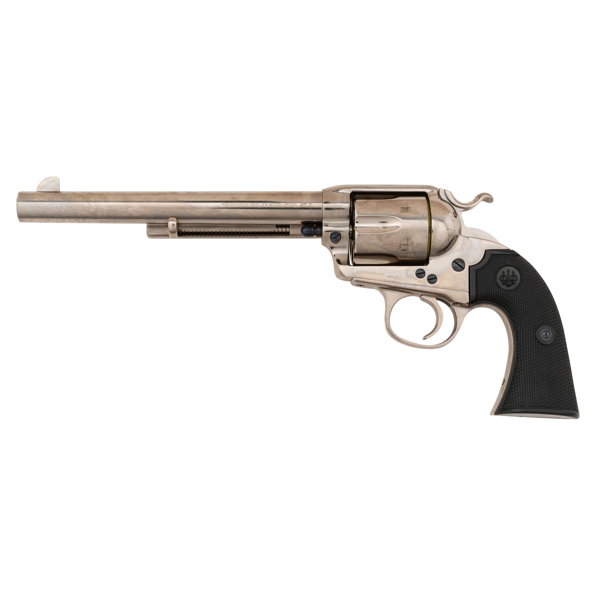 *Uberti-made Beretta Stampede Replica 7.5" Nickel Colt Bisley Revolver in .45 Colt