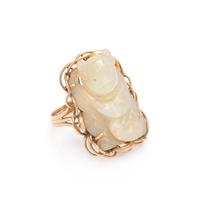 Carved White Jade Ring