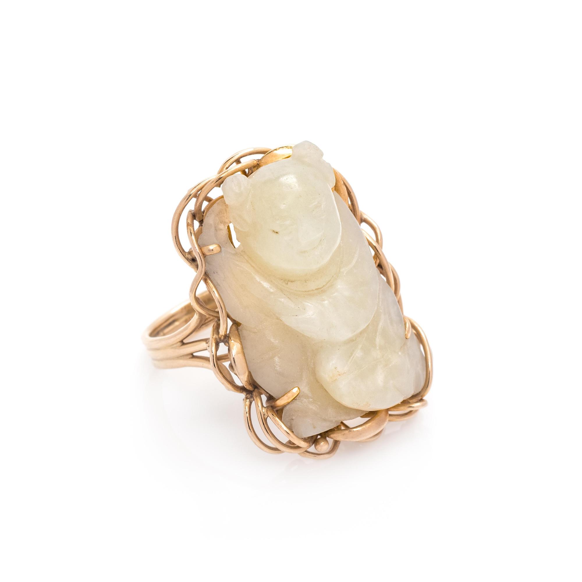 Carved White Jade Ring