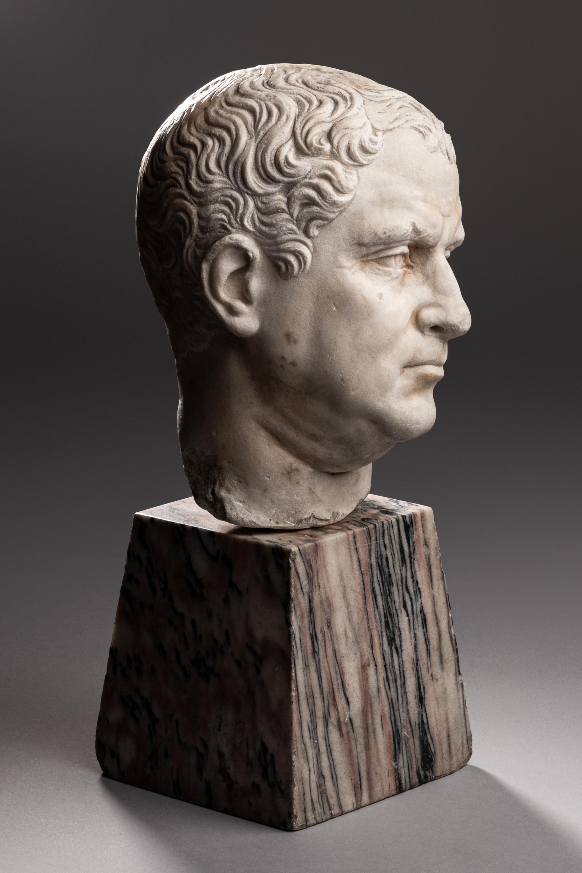A Grand Tour Marble Portrait Head of Emperor Aulus Vitellius