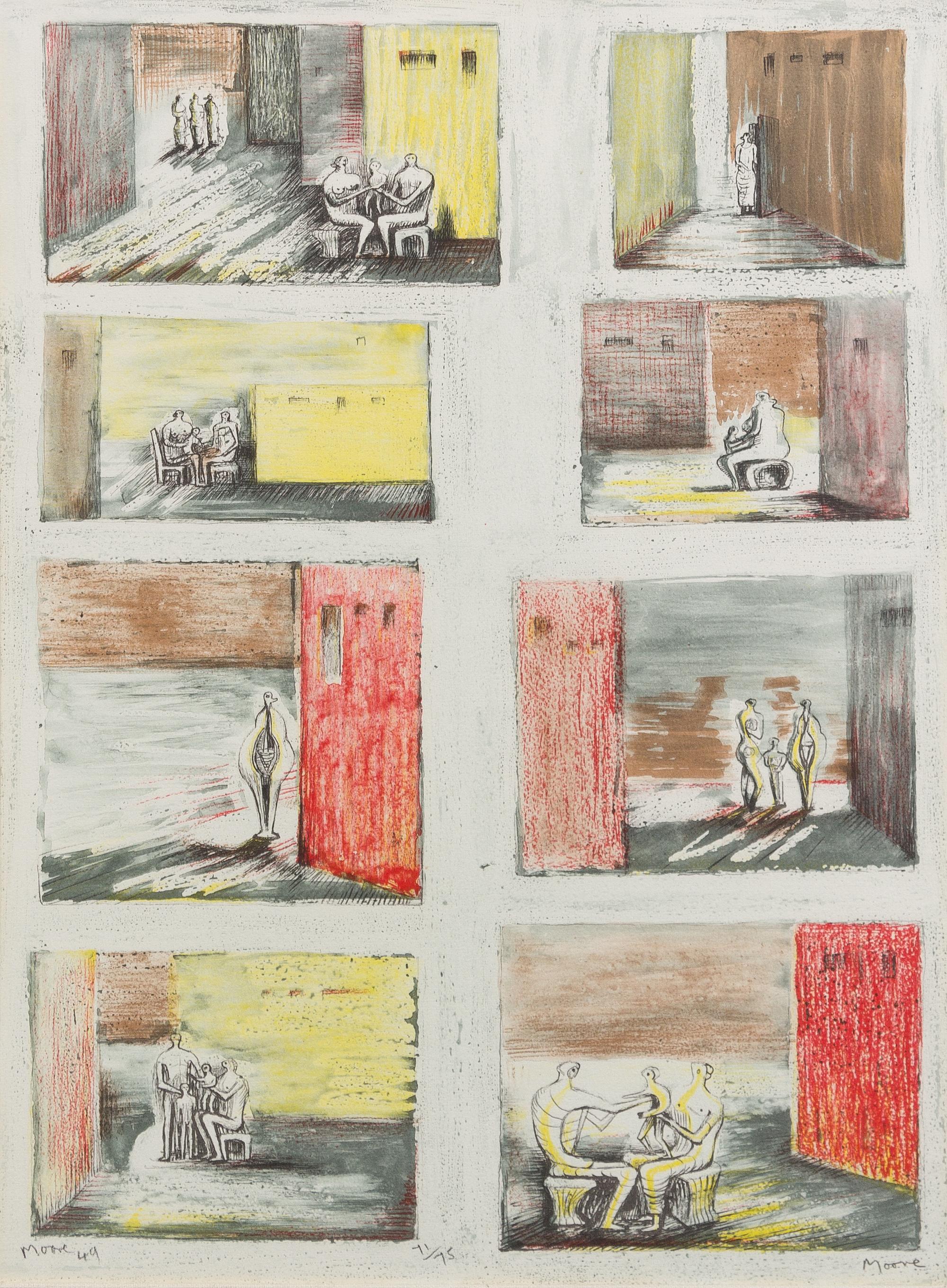 Henry Moore, (British, 1898-1986), Figures in Settings, 1949