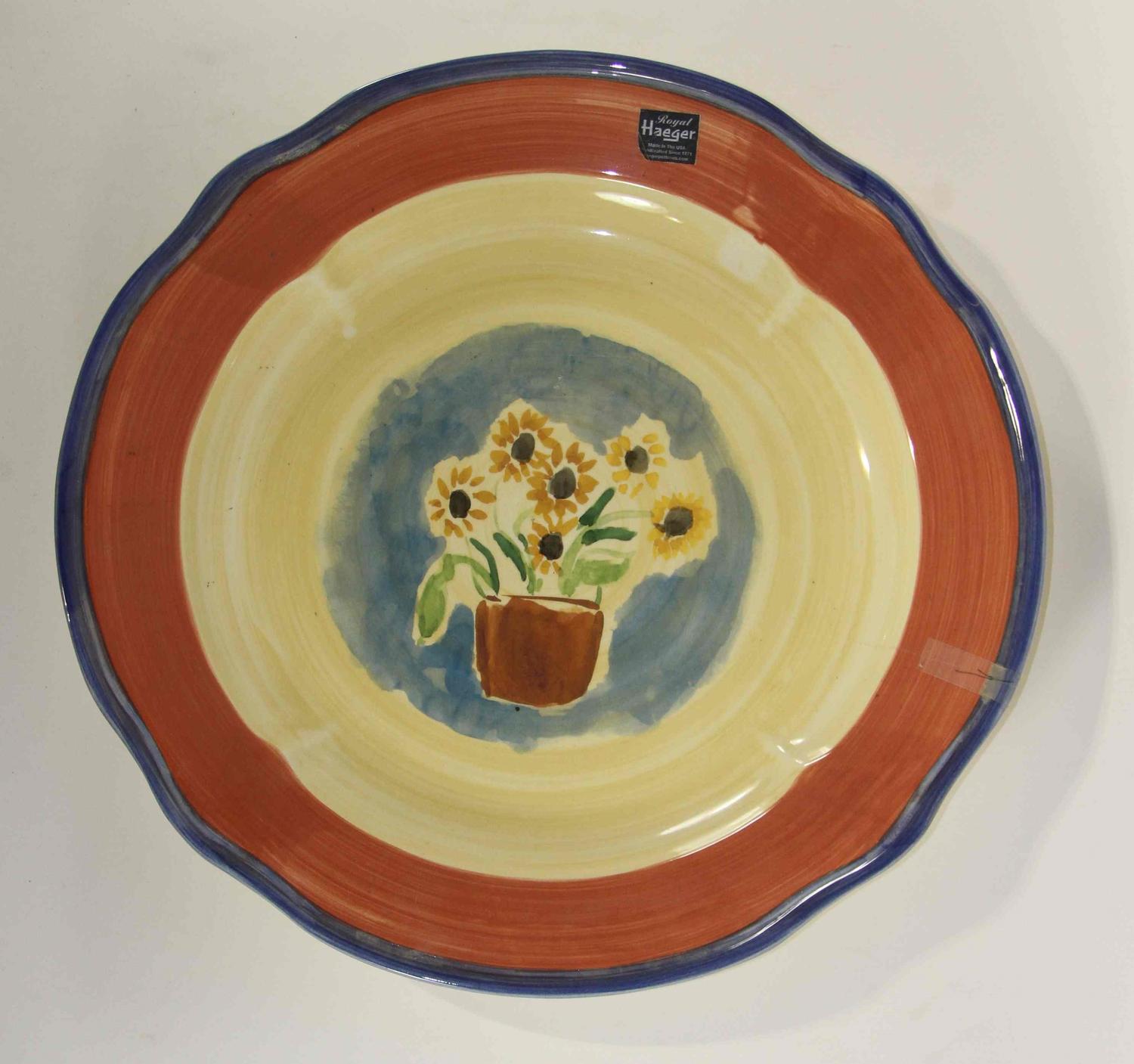 Two Haeger Pottery Chargers Diameter of largest 21 1/4 inches.