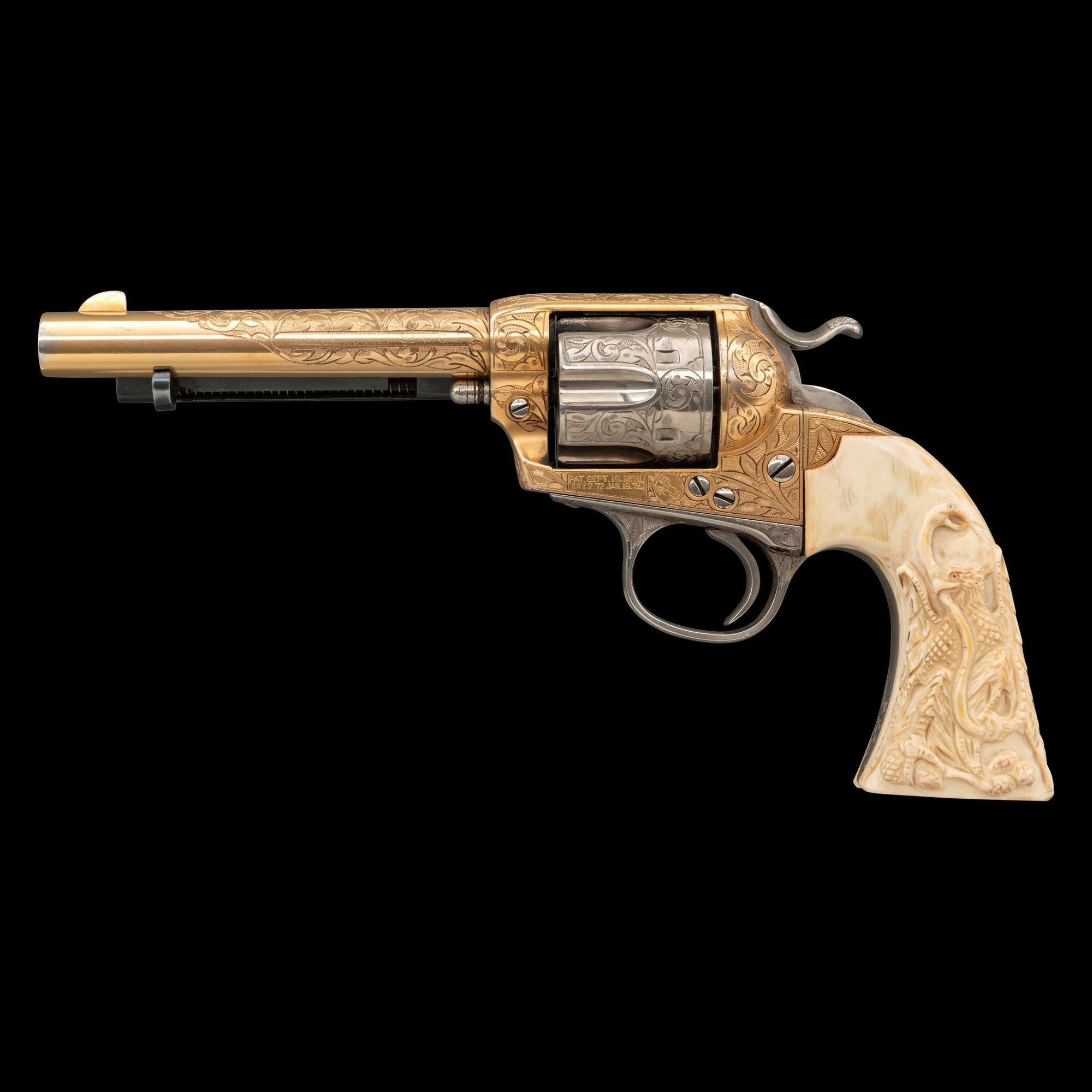 **Engraved Gold & Silver Washed Colt Bisley Revolver