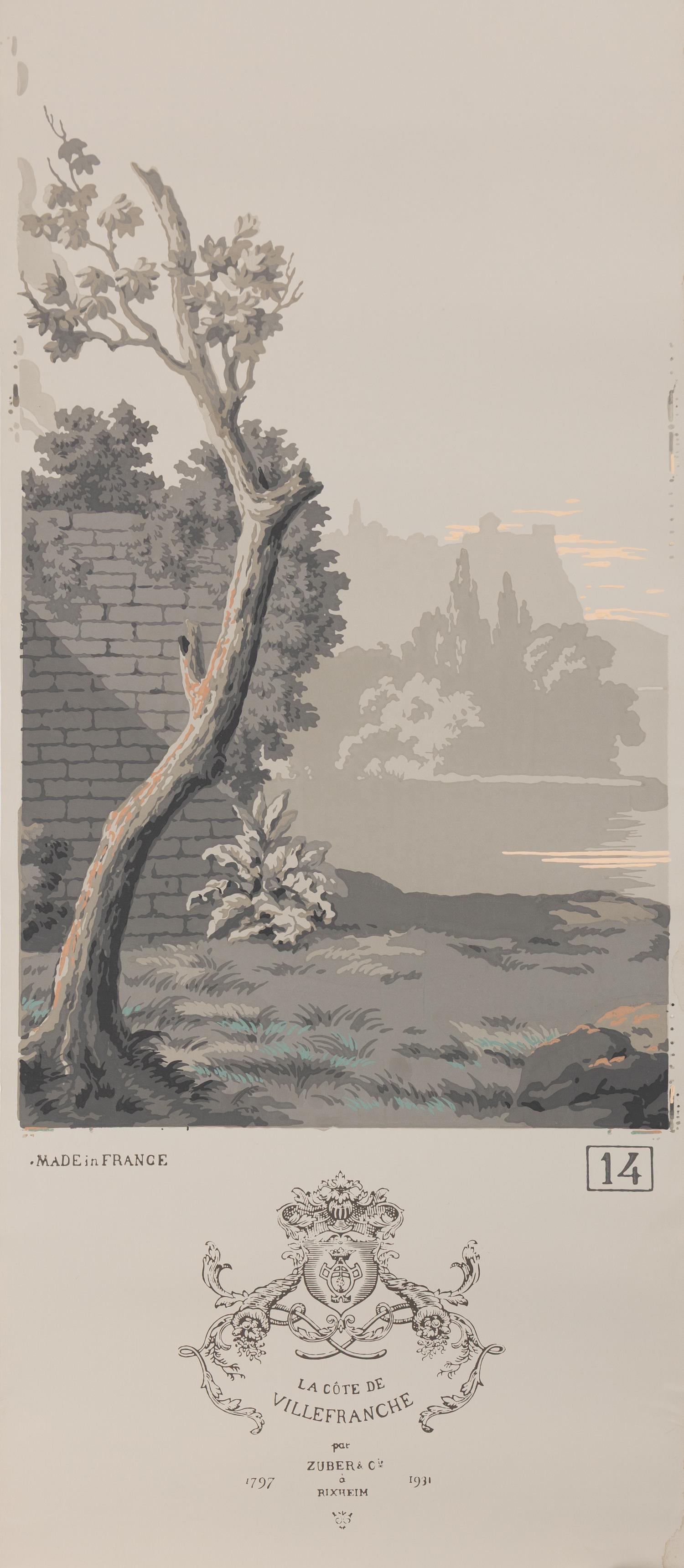 A Complete Set of Fourteen Zuber et Cie. La Cote de Villefranche Wallpaper Panels