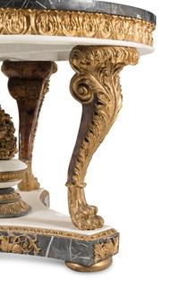 A Baroque Style Specimen Marble-Top Giltwood Center Table
