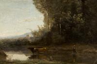 Gardienne et ses deux vaches au marais , c. 1860-65