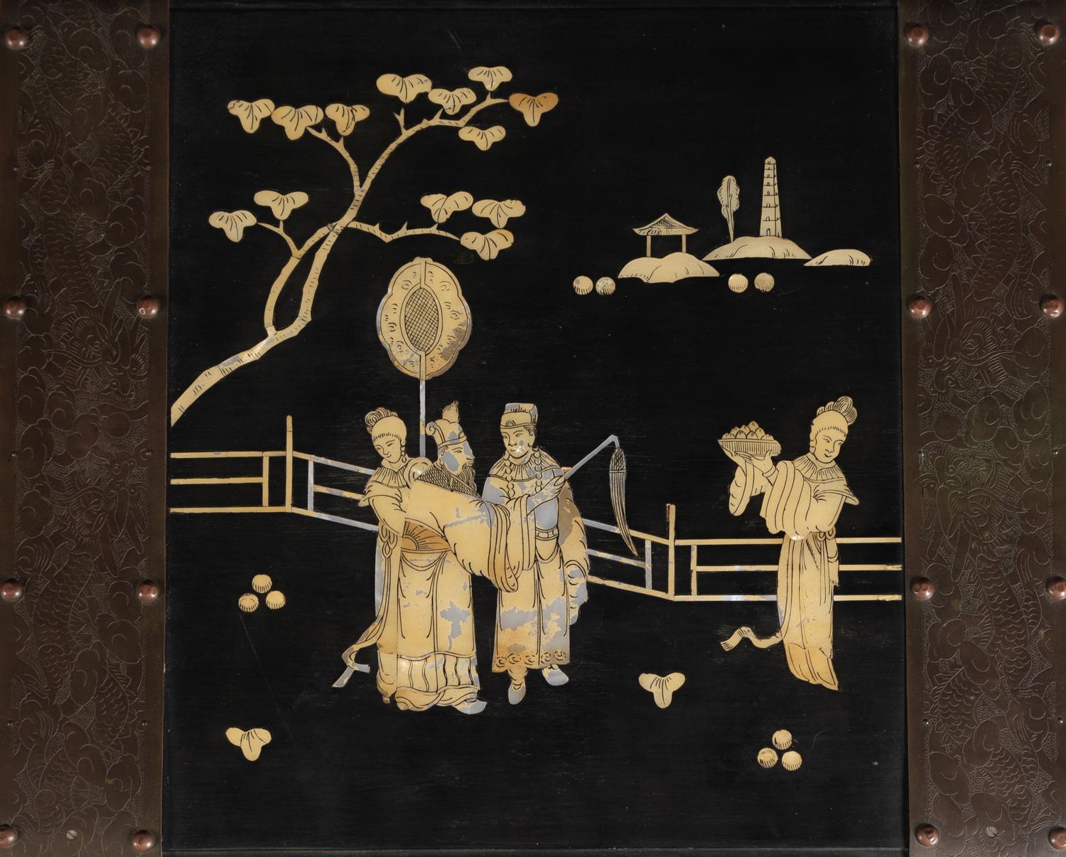 A Pair of Chinese Export Painted and Black Lacquer Chests