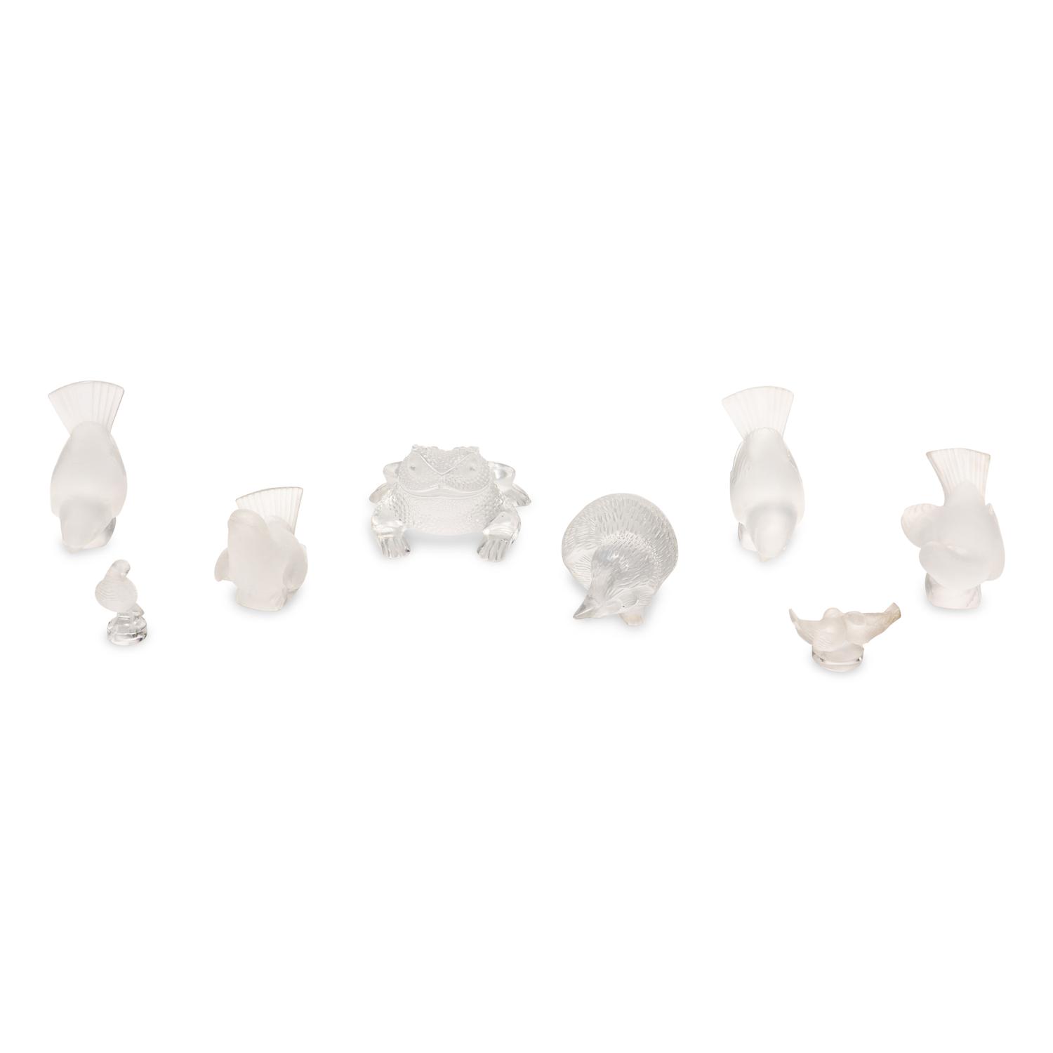 Eight Lalique Glass Animal Figurines