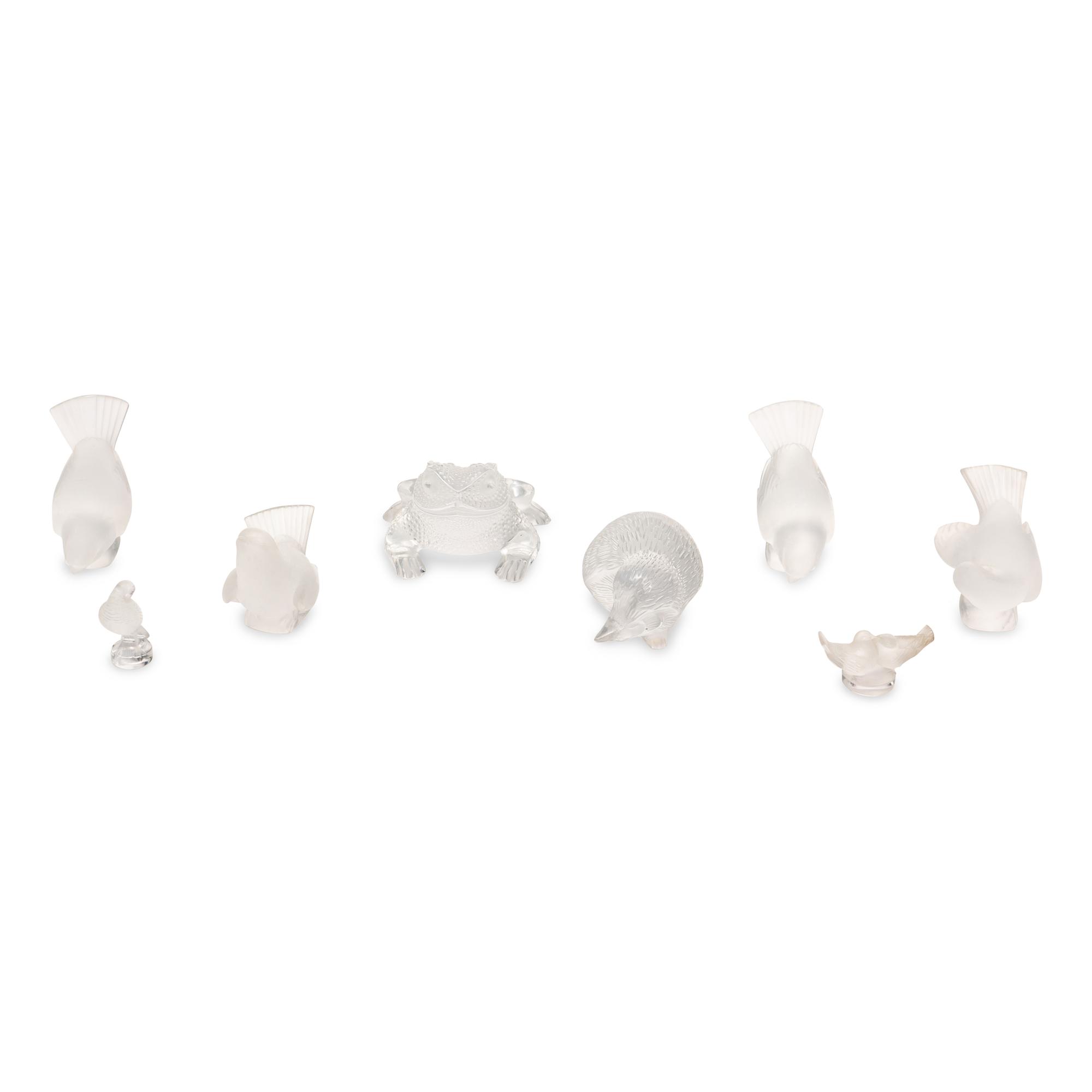 Eight Lalique Glass Animal Figurines