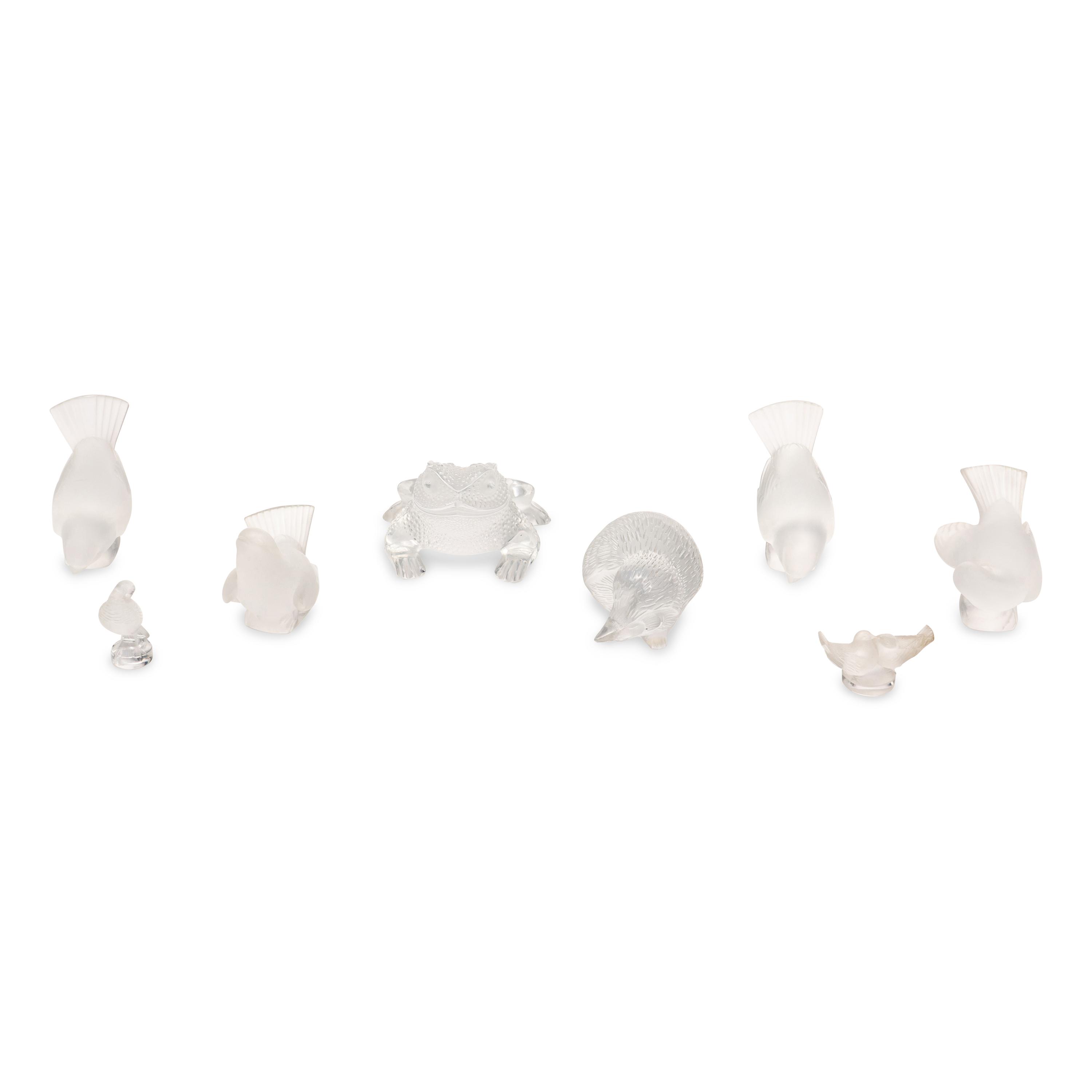 Eight Lalique Glass Animal Figurines
