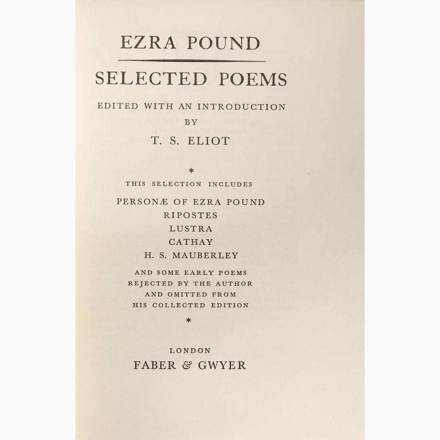 [Literature] Pound, Ezra Selected Poems
