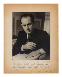 LEINSDORF, Erich (1912-1993). Black and white photographic print, signed (“Erich Leinsdorf”) and additionally inscribed in lower margin of mat to Esther Powell and Locuiley?, [ca 1940].