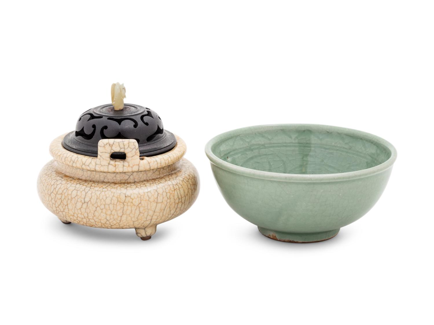 Two Chinese Monochrome Glazed Porcelain Vessels