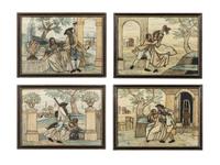 Four Collage Pictures with Silk