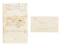 LINCOLN, Abraham (1809-1865). Autograph note initialed ("AL") as president to Mary Todd Lincoln with her autograph note signed ("Mrs Lincoln") affixed to same. Washington, D.C., [ca. 20 May] 1864.