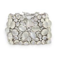 Moonstone, Diamond, and White Gold Bracelet